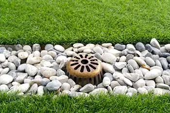 Drainage rock bed installed at a Bristow, VA home.
